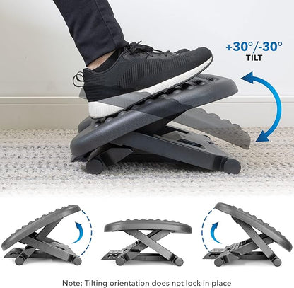 Mount-It! Ergonomic Under Desk Footrest with 3 Height Levels |Height Adjustable Tilting Foot Stool | Home Office Footrest with Massage Surface for Improved Circulation (MI-7801)