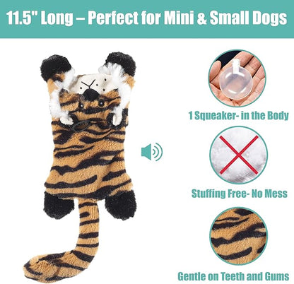 SPOT Skinneeez Flat Cat 11.5 Inch Stuffing-Free Plush Squeaky Dog Toy – Soft Interactive Toy for Mini and Small Dogs – Mess-Free Play for Light Chewers – Assorted Styles