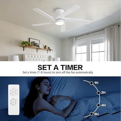WINGBO 48 Inch Flush Mount DC Ceiling Fan