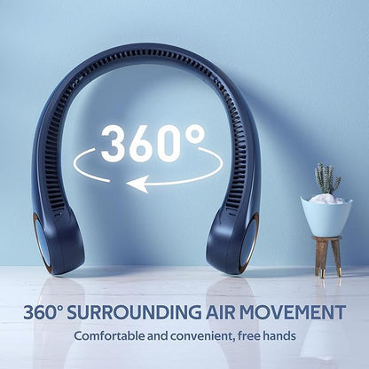 Portable Neck Fan, Hands Free Bladeless Fan, 360° Cooling Personal Fan