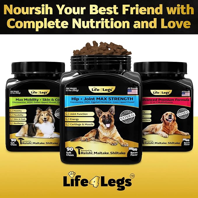 Soft Chews Hip and Joint Supplement for Dogs - Dog Joint Pain Relief Treats - Glucosamine, Chondroitin, Turmeric- Mobility Supplement