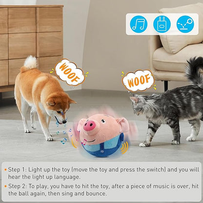 Active Moving Pet Plush Toy, Interactive Dog Toys, Squeaky Moving Dog Ball Toy, Dog Toys to Keep Them Busy, Washable Cartoon Pig Plush Sound Electronic Dog Toy, Small Plush Sound Toys for Dogs