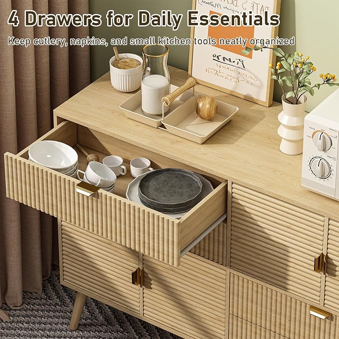 Coffee Bar Cabinet with Doors & Drawers, Dining Room, Modern Mid Century