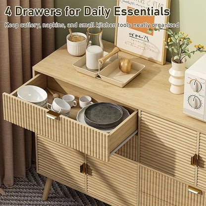 Coffee Bar Cabinet with Doors & Drawers, Dining Room, Modern Mid Century