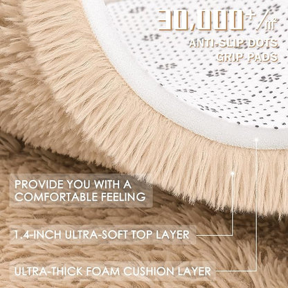 OLANLY 2x5 Machine Washable Runner Rugs for Hallway, Soft Fluffy Shaggy Bedside Rugs for Bedroom, Living Room, Indoor Floor Carpet for Kids Girls and Boys, Nursery Rooms, Home Decor Aesthetic, Beige