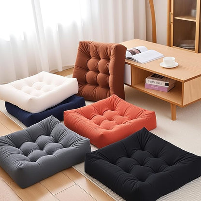 Tikuns Floor Pillow, Large Cushions (4, Beige, 22x22x6 Inch)