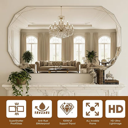 Suidia Bathroom Mirror, Frameless Bathroom Mirror