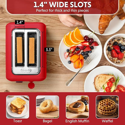 BUYDEEM DT620 2-Slice Toaster, Extra Wide Slots, Retro Stainless Steel
