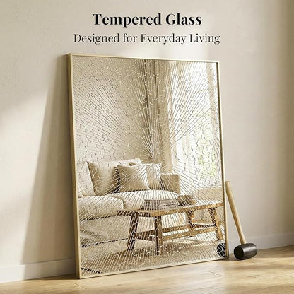 30"x36" Gold Bathroom Mirror for Wall, Metal Framed Vanity Mirror, Large