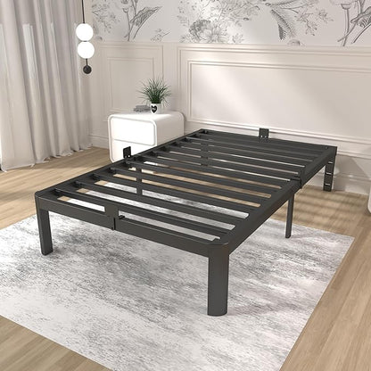 ITIMIDI 12 Inch Twin Bed Frames, Twin Size Bed Frames, Safety Design with Rounded Corner Legs, DIY Headboard Hole, Heavy Duty Platform Support Up to 3500 lbs, No Box Spring Needed, Noise Free, Black