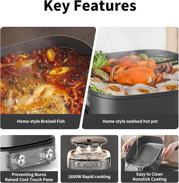 Electric Skillet 6-Quart Hot Pot Nonstick