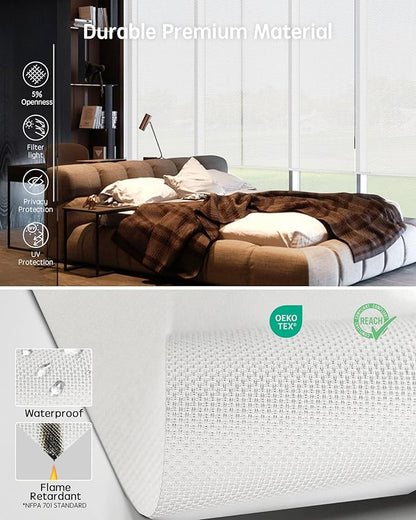 Yoolax Motorized Solar Shades, Flame Resistat Smart Blinds