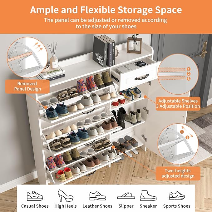 Shoe Cabinet for Entryway, Freestanding Shoe Storage Cabinet