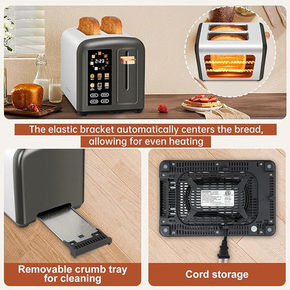 SEEDEEM Toaster 2 Slice with Touch Screen, Faster Heating Speed, 7 Shade Setting
