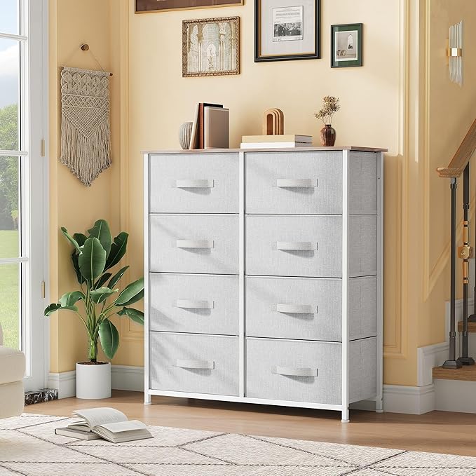 DWVO Fabric Dresser for Bedroom, Tall Dresser