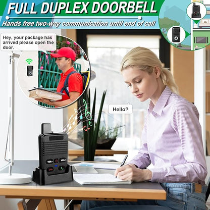 Wireless Doorbell, Hands Free Intercom Doorbells 1000ft Range, Full Duplex Two