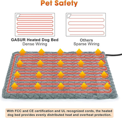 GASUR Extra Large Pet Heating Pad for Large Dogs, Waterproof Dog Heating Pad with Timer Temperature Adjustable, Indoor Heated Electric Pet Bed for Cat Dog, Anti-bite Pet Heated Pad, 47''x28'', XLarge