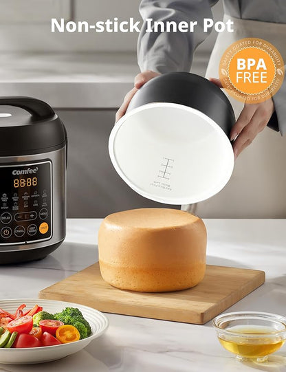 COMFEE' Rice Cooker, 4 Cups Uncooked, 8 Cups Cooked Slow Cooker, 2 Qt Small