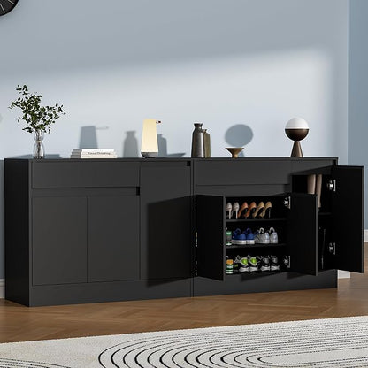 Shoe Cabinet Storage with 3 Doors, Freestanding Shoe Cabinet with Drawer &