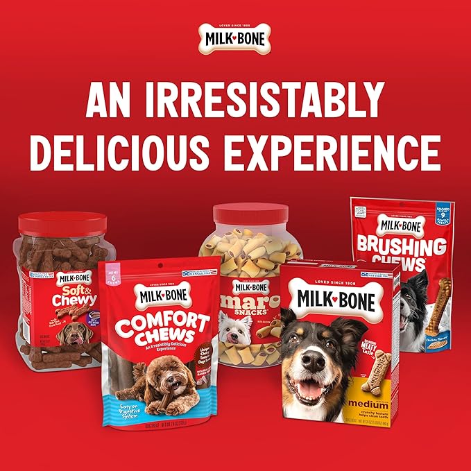 Milk-Bone Fresh Breath Brushing Chews, 18 Large Daily Dental Dog Treats Scrubbing Action Helps Clean Teeth