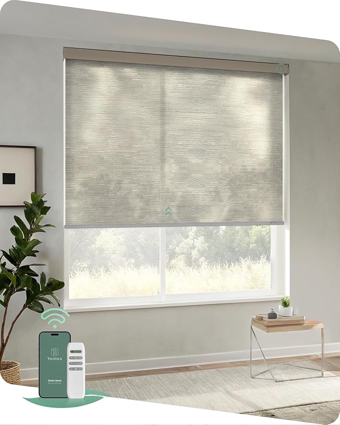 Yoolax Motorized Blinds with Remote, Light Filtering Remote Shades