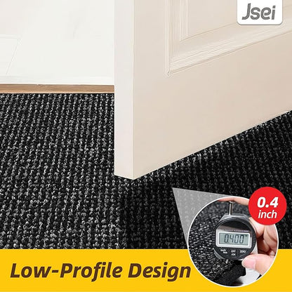 JSEI Dirt Trapper Door Mat 24"x60" Non-Slip Washable Entrance Mat, Dog Doormats, Absorbent & Fade-Resistant Floor Mats, Low Profile Welcome Mats for Entryway, Front Door, and Inside Entrance, Black