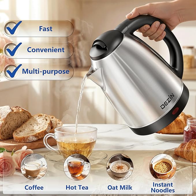 DEZIN Electric Kettle Upgraded, BPA Free 2L Stainless Steel Tea Kettle