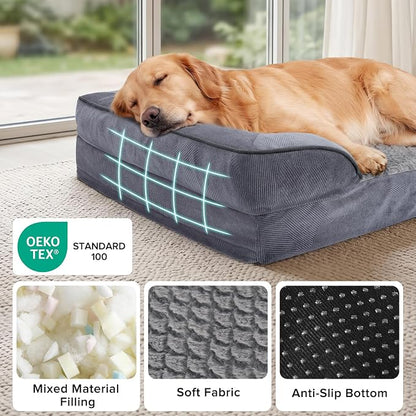 XXL Plus Orthopedic Dog Beds Large Sized, XL Washable Dog Sofa with Egg-Crate Foam, Waterproof Lining and Non-Skid Bottom
