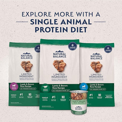 Natural Balance Limited Ingredient Adult Dry Dog Food with Healthy Grains, Lamb & Brown Rice Recipe, 24 Pound (Pack of 1)
