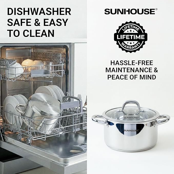 Sunhouse Professional 6.2-Quart Whole-Clad Multi-Ply Stainless Steel Stock Pot