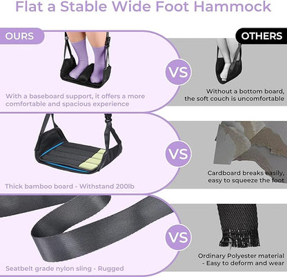 Babenest Airplane Foot Hammock, Foldable Leg Rest Support with Adjustable Strap and Thicken Bottom, Portable Under Desk Flight Footrest Holder for Air Travel, Office & Car