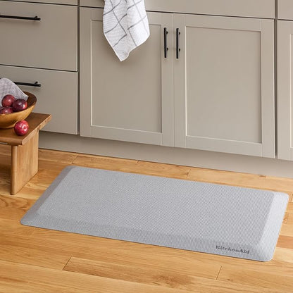 KitchenAid Gourmet Series Kitchen Comfort Gel Mat, Solid Basketweave, Matte Grey, 20"x39"