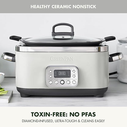 GreenPan Elite 14-in-1 Nonstick 6QT Electric Slow Cooker, PFAS-Free Ceramic