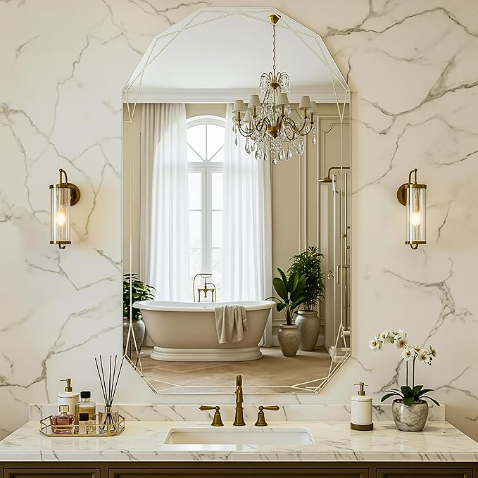 Suidia Bathroom Mirror, Frameless Bathroom Mirror