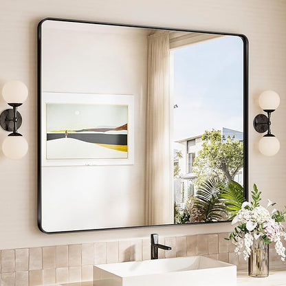 TokeShimi 42x36 Black Bathroom Mirror