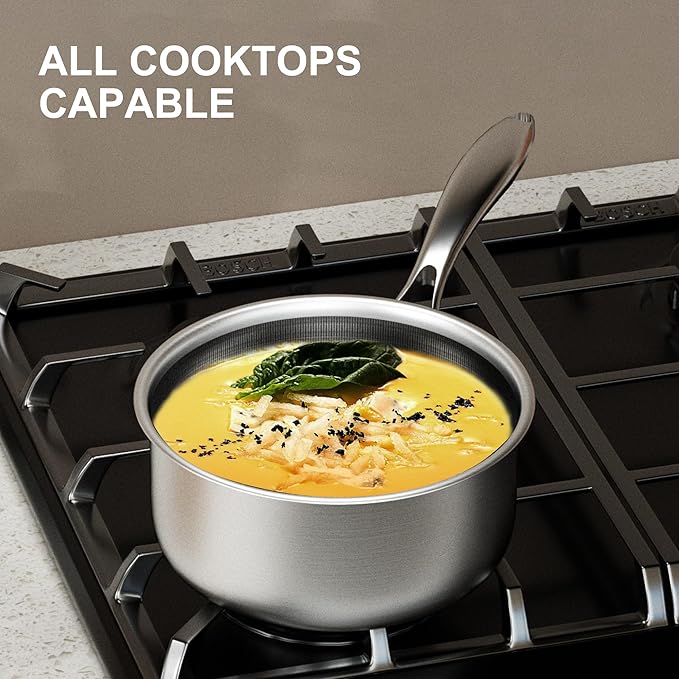 COOKER KING 3 Quart Stainless Steel Saucepan, Nonstick Sauce Pan, Ceramic Suce