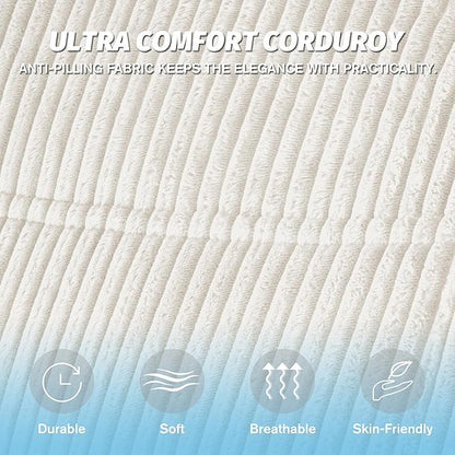 Bean Bag Chair,Giant Beanbag Chairs for Adults,Comfy Large Fireside Chair Lazy Sofa,Corduroy Bean Bag Lounger with Memory Foam Filled,Floor Sofa Couch for Home,Dorm,Living Room (Beige)
