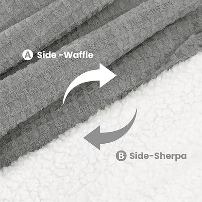 Heated Blanket Electric Blanket Queen Waffle, 84x90 Inches Sherpa Fleece Fast