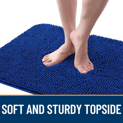 OLANLY Dog Door Mat for Muddy Paws 47x32, Absorbs Moisture and Dirt, Absorbent Non-Slip Washable Doormat, Quick Dry Chenille Mud Mat for Dogs, Entry Indoor Entryway Carpet for Inside Floor, Royal Blue