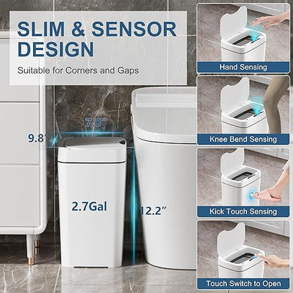 2 Pack 2.7 Gal Bathroom Trash Can