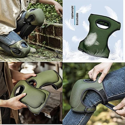 Knee Pads for Gardening - 1.5+1.5cm Dual-Layer Gel-Foam, Non-Slip, Waterproof & Breathable for Joint Support | Heavy Duty Kneeling Pads for Weeding, Floor Scrubbing, Tile Work (Green)