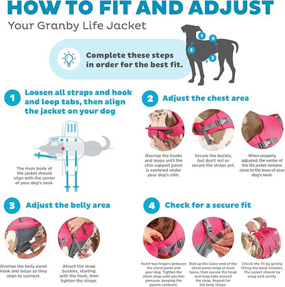 Outward Hound Granby Splash Dog Life Jacket, High-Buoyancy Dog Life Vest for Swimming, Boating, and Water Safety, Small, Pink