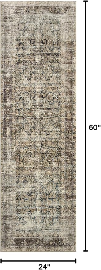 Loloi Amber Lewis Morgan Collection MOG-02 Navy/Sand 2'-0" x 5'-0" Accent Rug, Neutral Area Rug for Room Décor, Vintage Rug Inspired, Soft Area Rug for Living Room, Bedroom, Dining Area