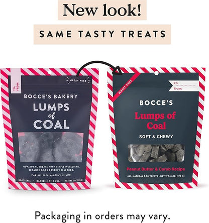 Bocce's Bakery Lumps of Coal Soft & Chewy Dog Treats, All-Natural Wheat-Free Christmas Dog Treats, 6 oz