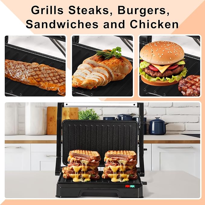 Small Panini Press Grill Sandwich Maker, Electric 3 in 1 Panini Sandwich Maker