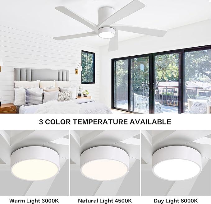 WINGBO 48 Inch Flush Mount DC Ceiling Fan