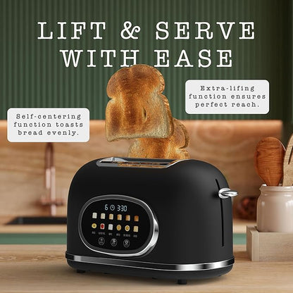 Rae Dunn Retro Digital Electric Toaster, 2 Slice Stainless Steel Toaster