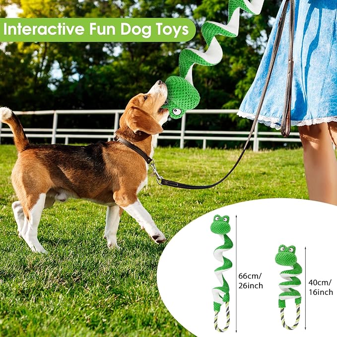 Duty Dog Rope Toys with Crinkle Paper & Squeaker - Interactive Tug of War Pull Toy for Puppy Boredom, Teeth Cleaning -Tough Chew Toys for Small, Medium, and Large Breeds