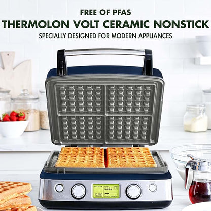 GreenPan Elite 4-Square Belgian & Classic Waffle Maker, Healthy Ceramic