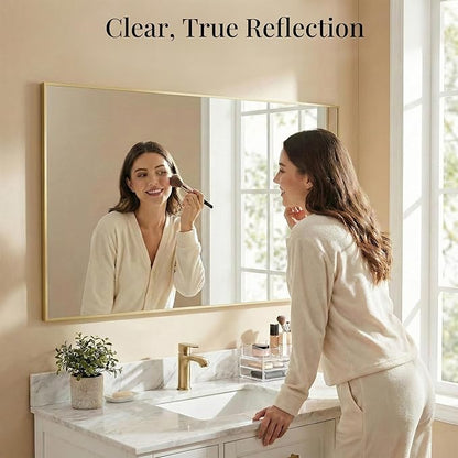60"x30" Gold Bathroom Mirror for Wall, Metal Framed Large Vanity Mirror Over